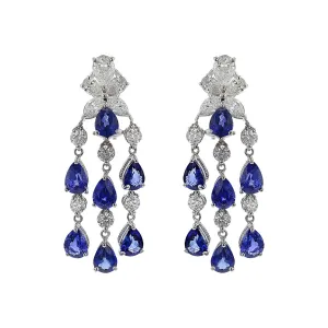 Ceylon Sapphire and Diamond Dangle Earrings