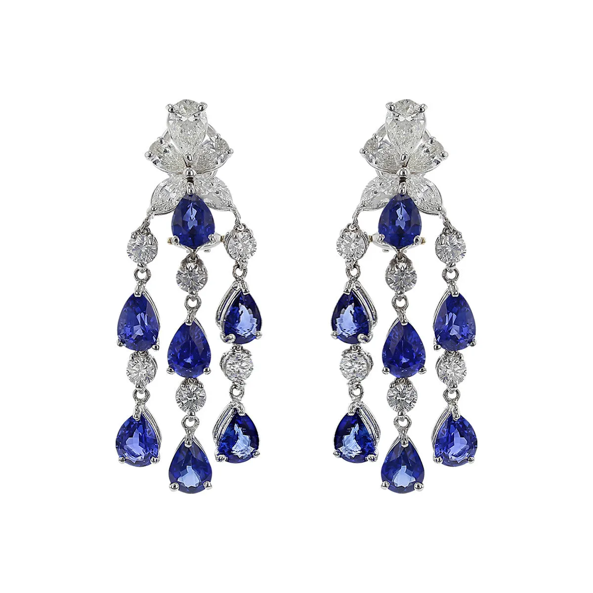Ceylon Sapphire and Diamond Dangle Earrings