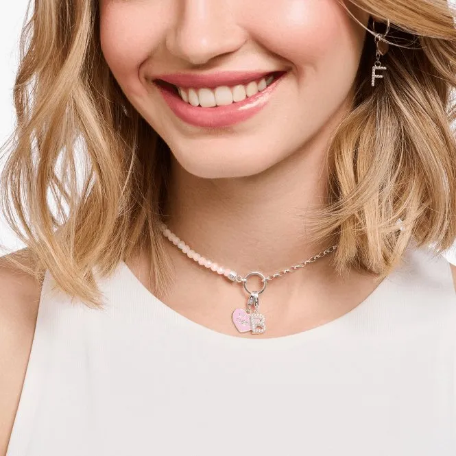 Charmista Pink Cold Enamel Rose Quartz Necklace KE2190-067-9