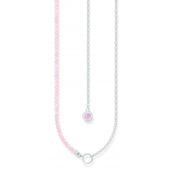 Charmista Pink Cold Enamel Rose Quartz Necklace KE2190-067-9