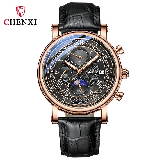 Chenxi 976 Men's  Multi-function Chronograph Quartz Watch With Genuvan Leather Strap