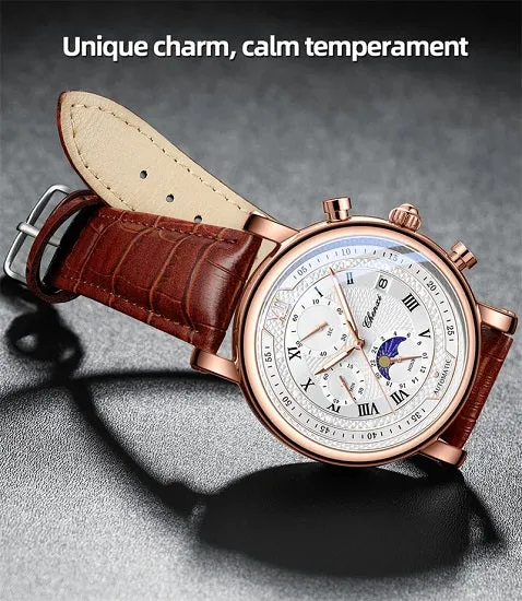 Chenxi 976 Men's  Multi-function Chronograph Quartz Watch With Genuvan Leather Strap