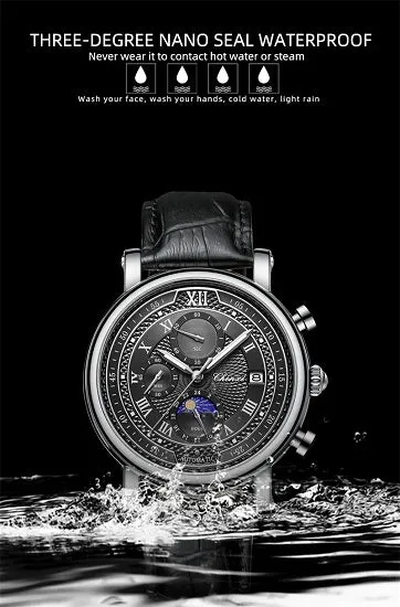 Chenxi 976 Men's  Multi-function Chronograph Quartz Watch With Genuvan Leather Strap