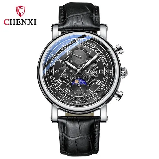 Chenxi 976 Men's  Multi-function Chronograph Quartz Watch With Genuvan Leather Strap