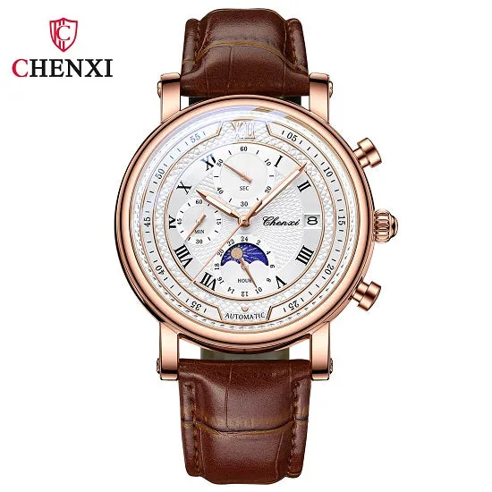 Chenxi 976 Men's  Multi-function Chronograph Quartz Watch With Genuvan Leather Strap