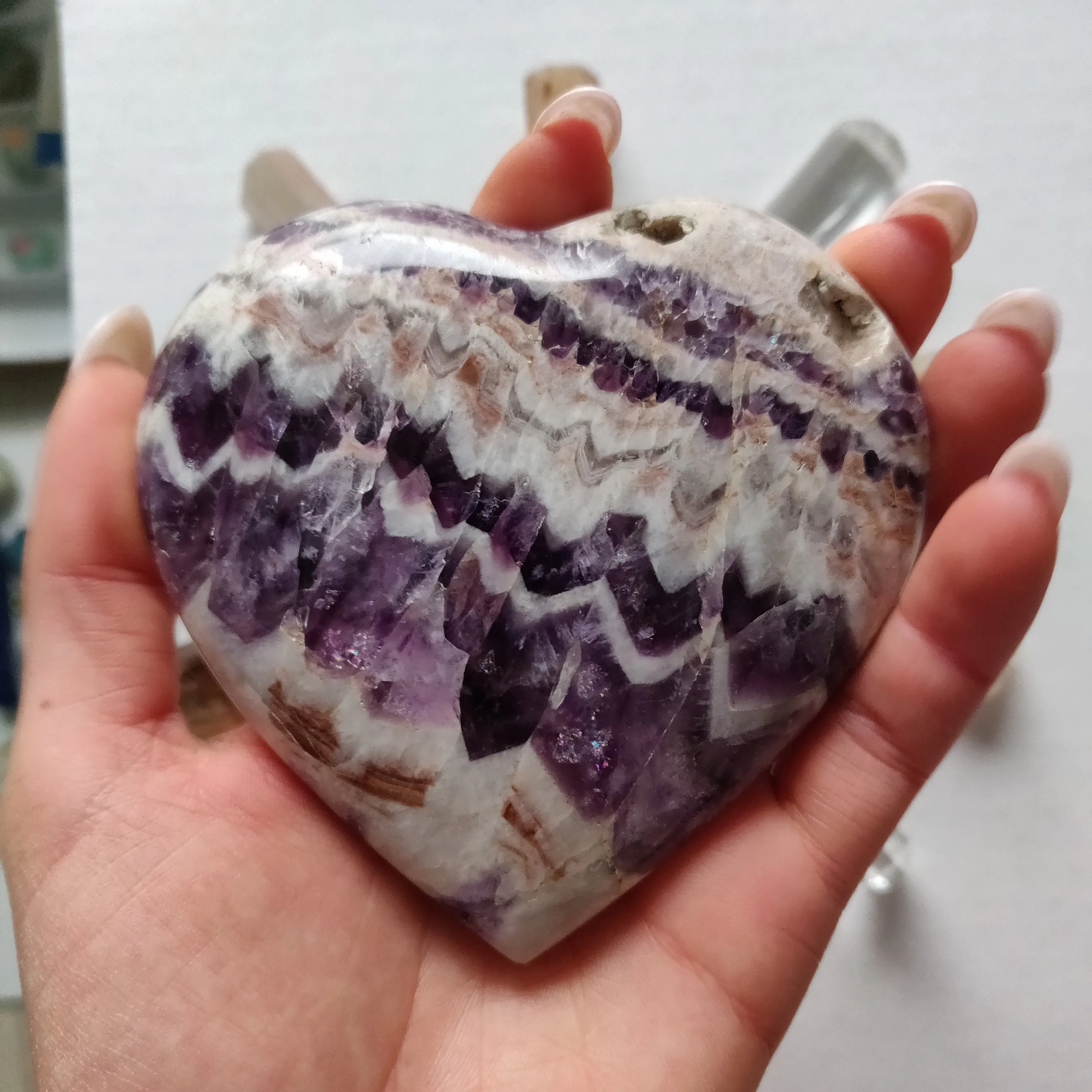 Chevron Amethyst Heart (#8)