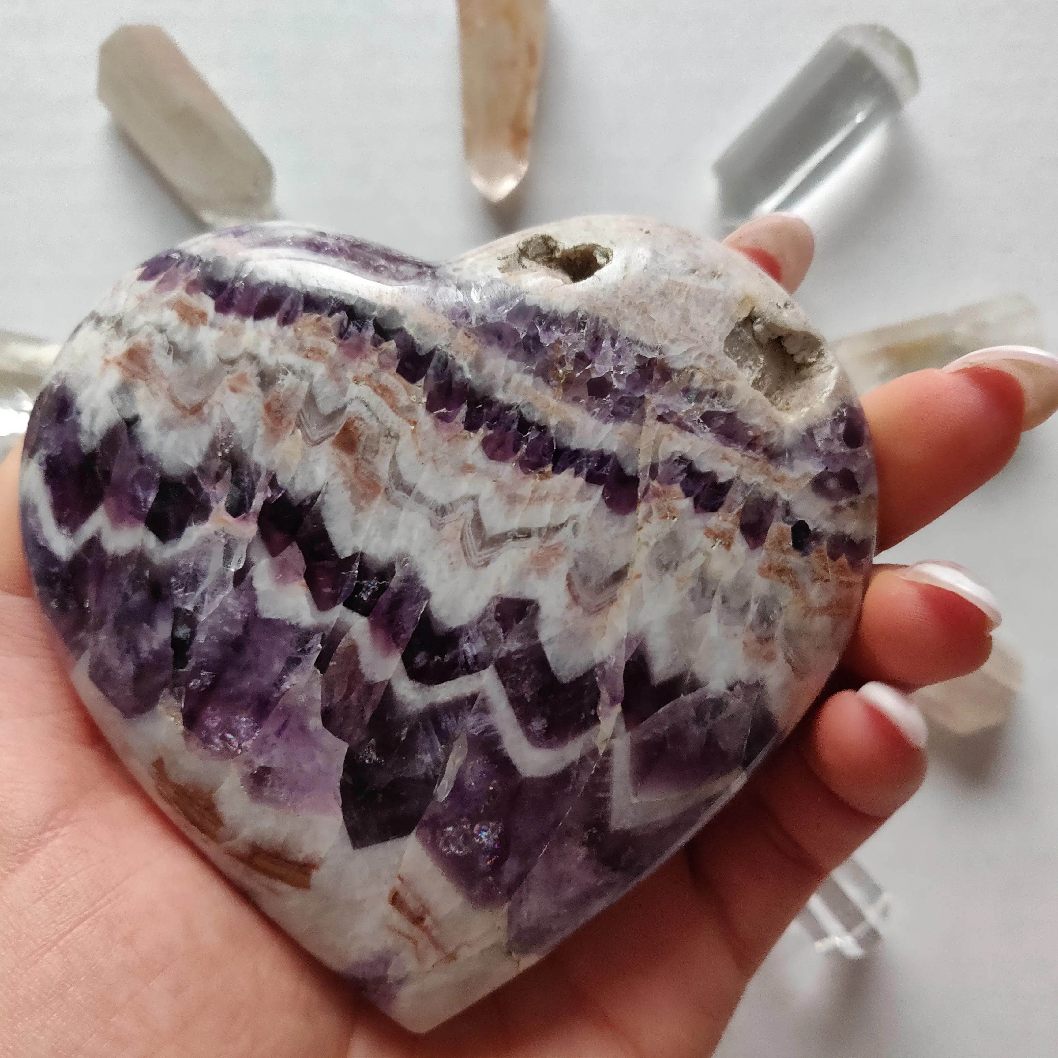 Chevron Amethyst Heart (#8)