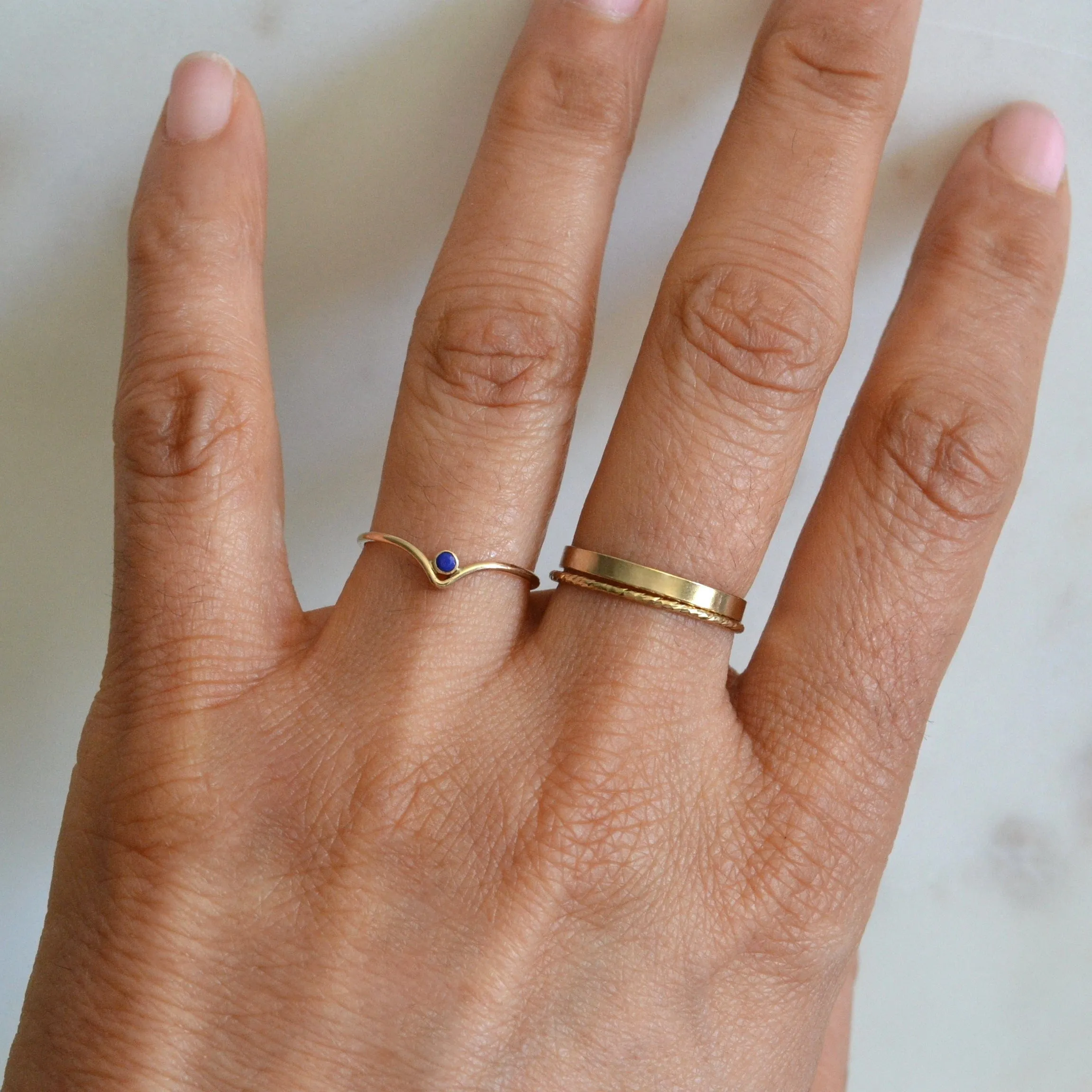 Chevron Lapis Lazuli Ring