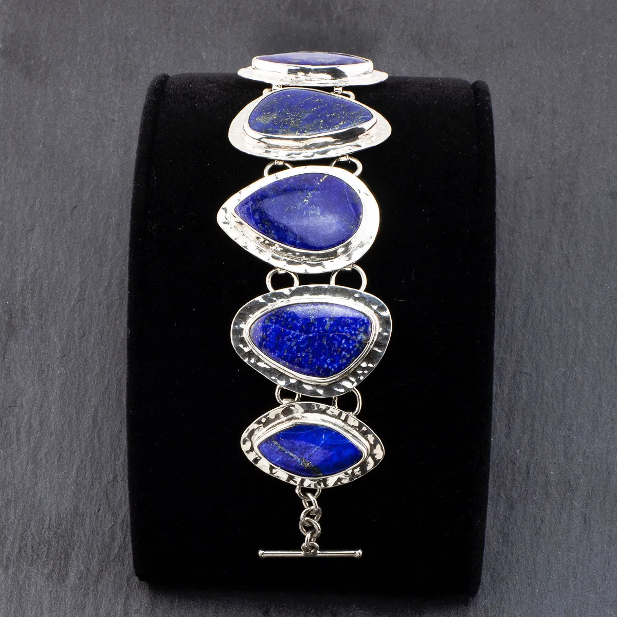 Chunky Sterling Silver and Lapis Lazuli Bracelet