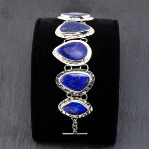 Chunky Sterling Silver and Lapis Lazuli Bracelet