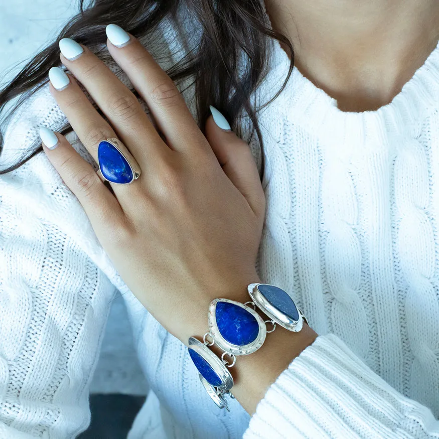 Chunky Sterling Silver and Lapis Lazuli Bracelet