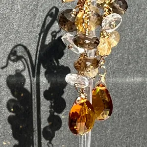 Citrine & Smokey Quartz Waterfall Earrings