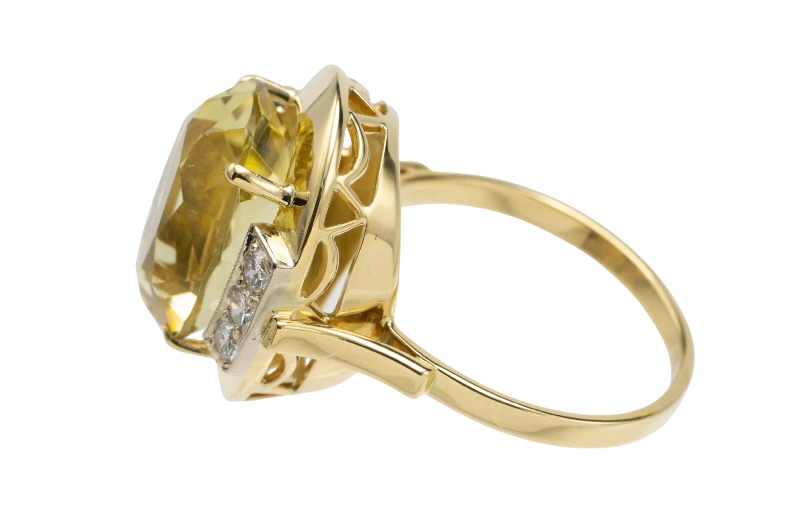 Citrine and diamond ring in 14 carat gold