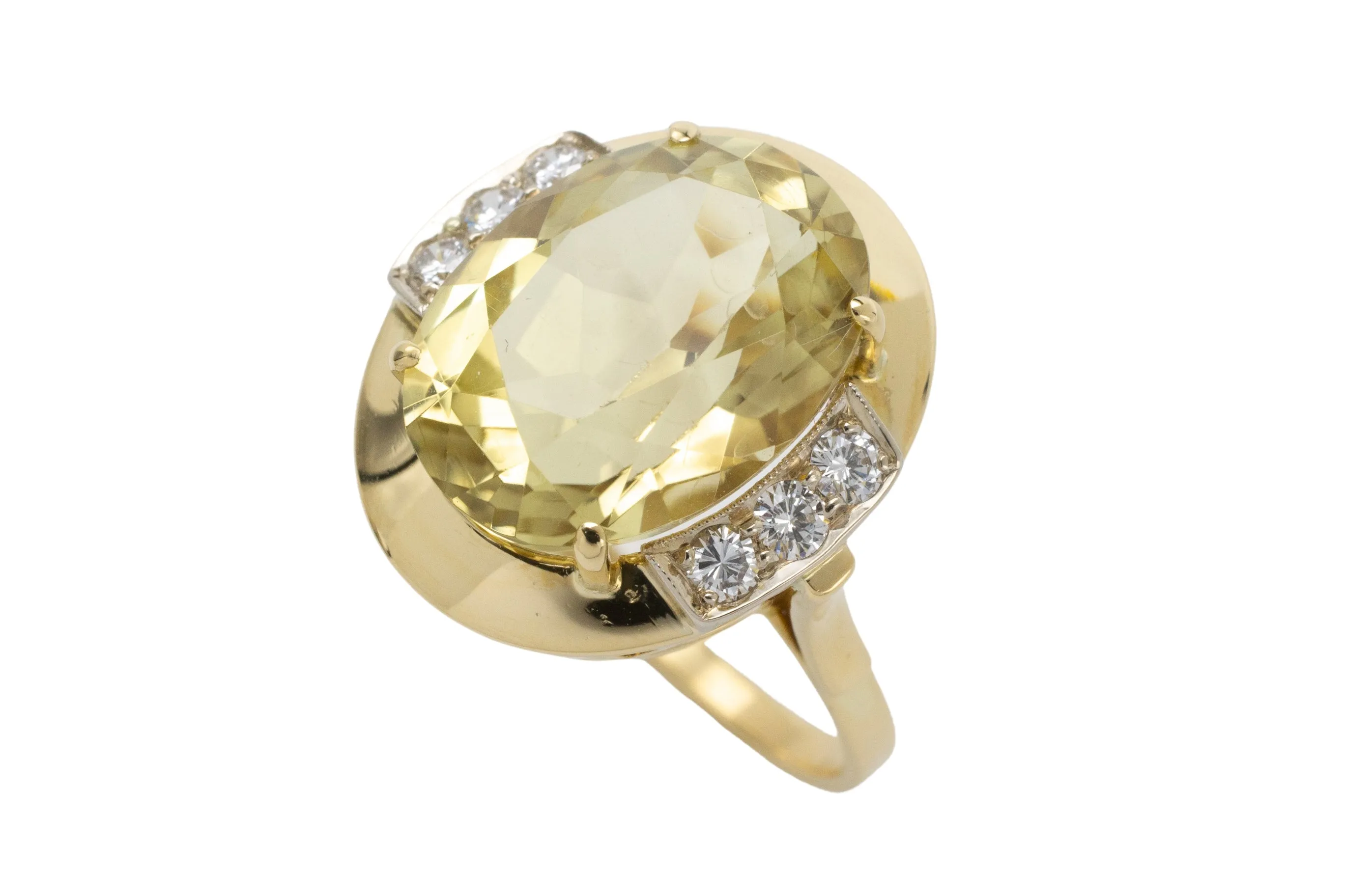 Citrine and diamond ring in 14 carat gold
