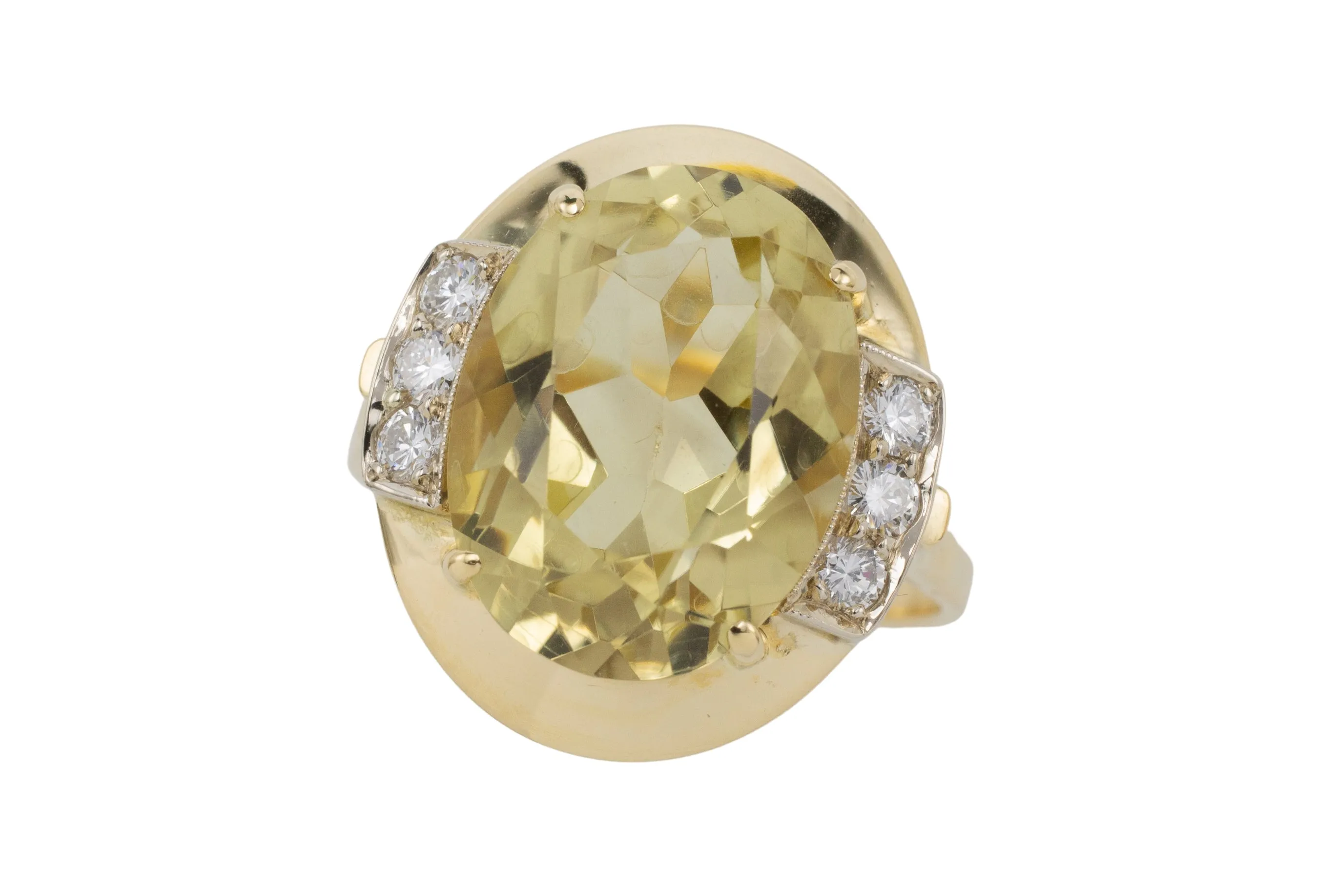 Citrine and diamond ring in 14 carat gold