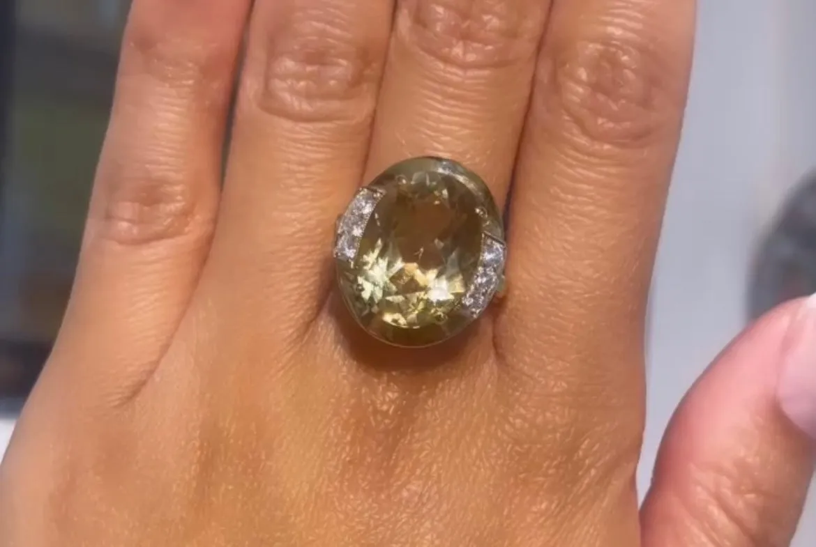 Citrine and diamond ring in 14 carat gold