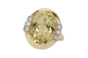 Citrine and diamond ring in 14 carat gold