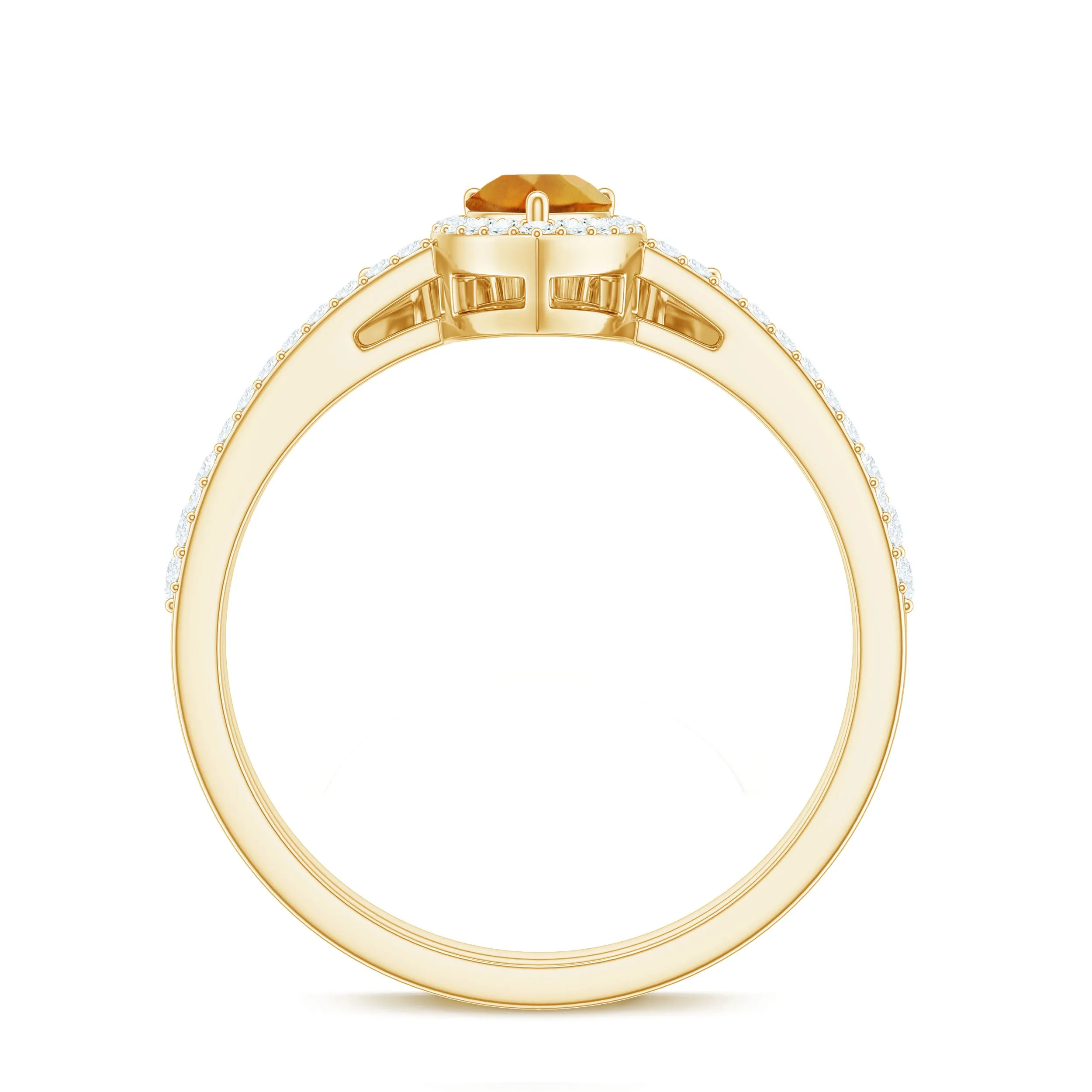 Citrine Designer Teardrop Ring Set with Moissanite Halo