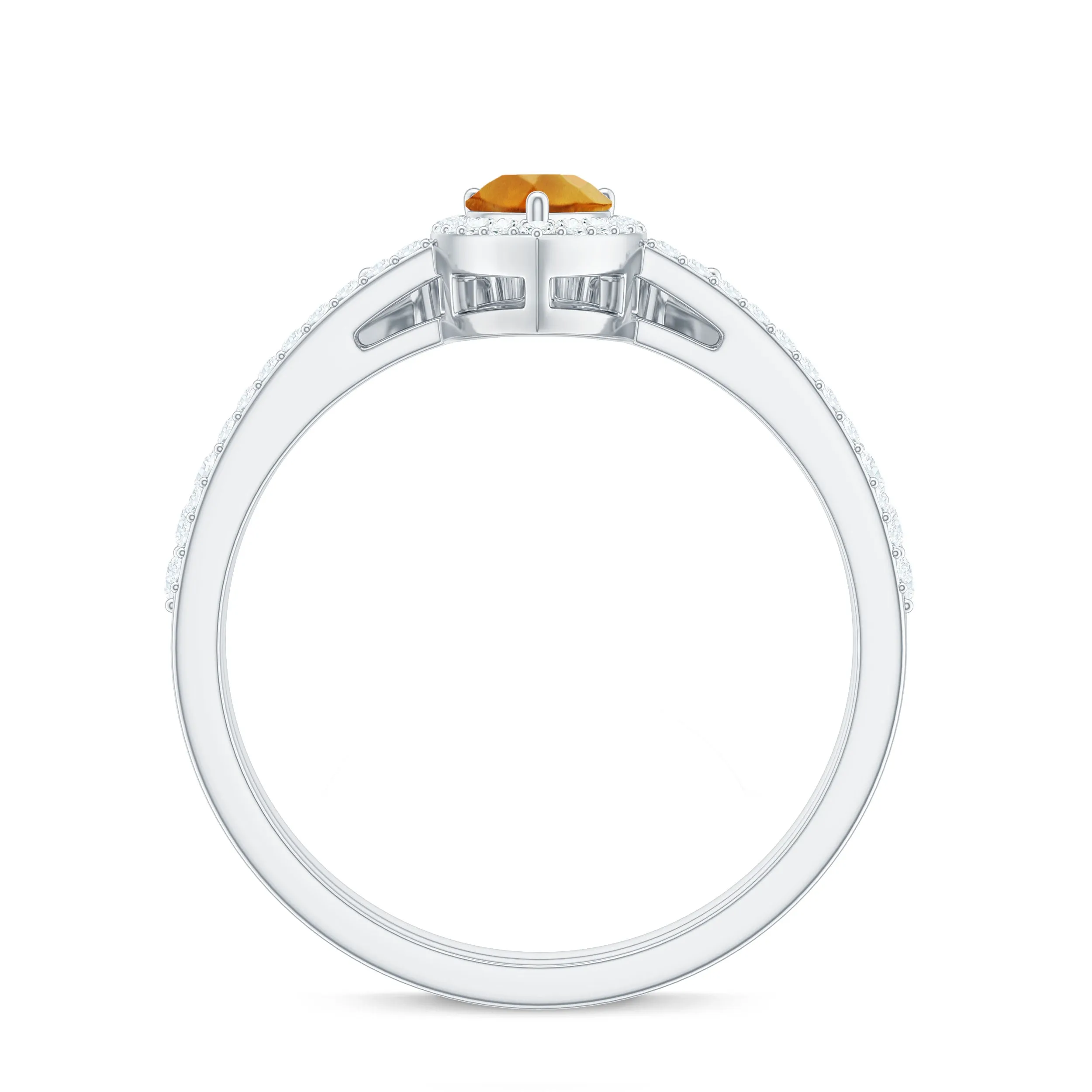 Citrine Designer Teardrop Ring Set with Moissanite Halo