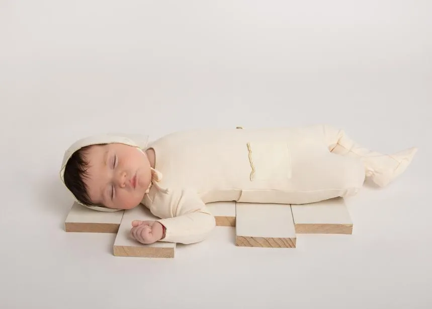 Citrine Gold Embroidered Pocket Layette Set (Footie , Bonnet & Blanket)