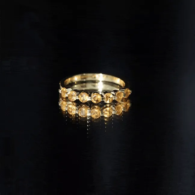 Citrine Seven Stone Half Eternity Band Ring