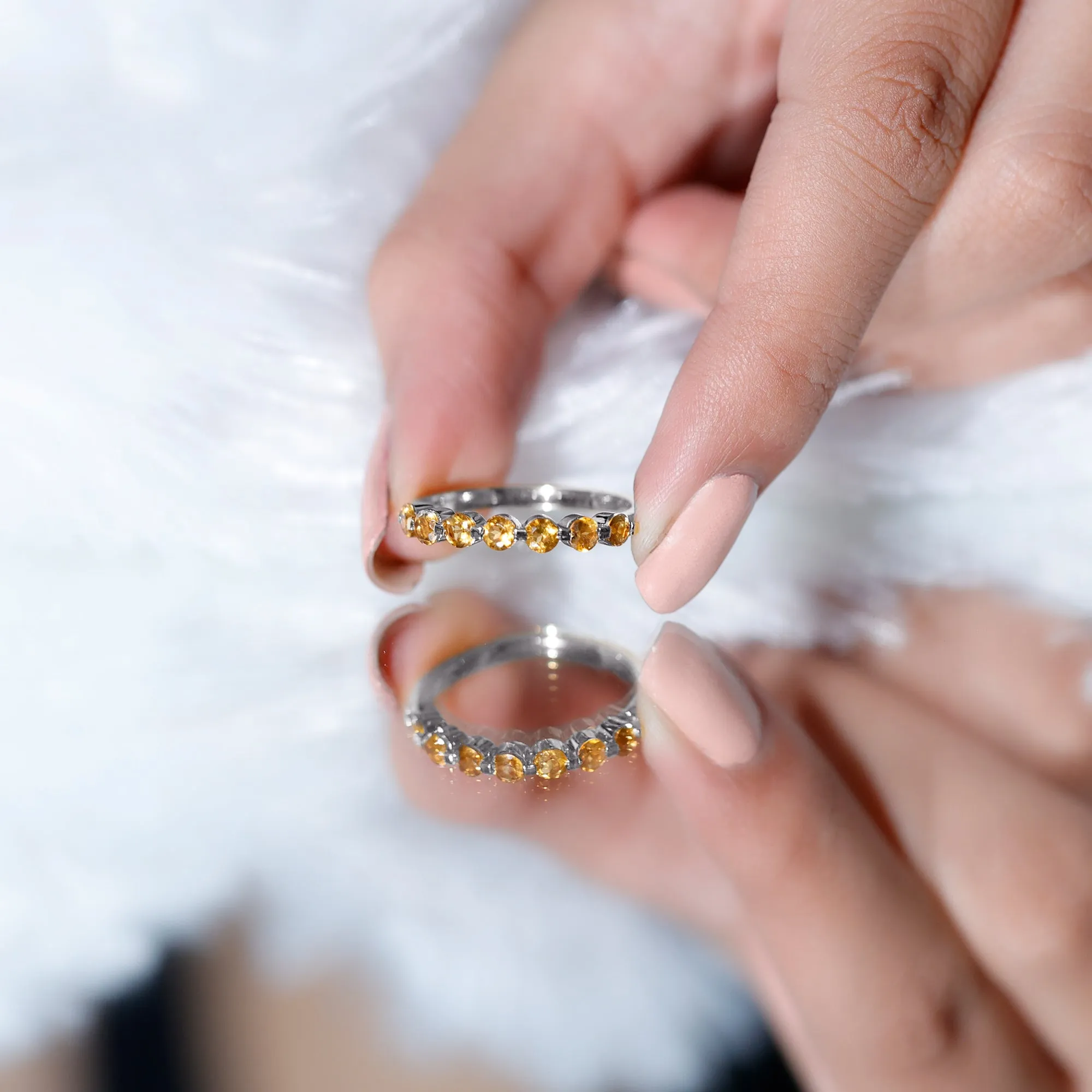 Citrine Seven Stone Half Eternity Band Ring
