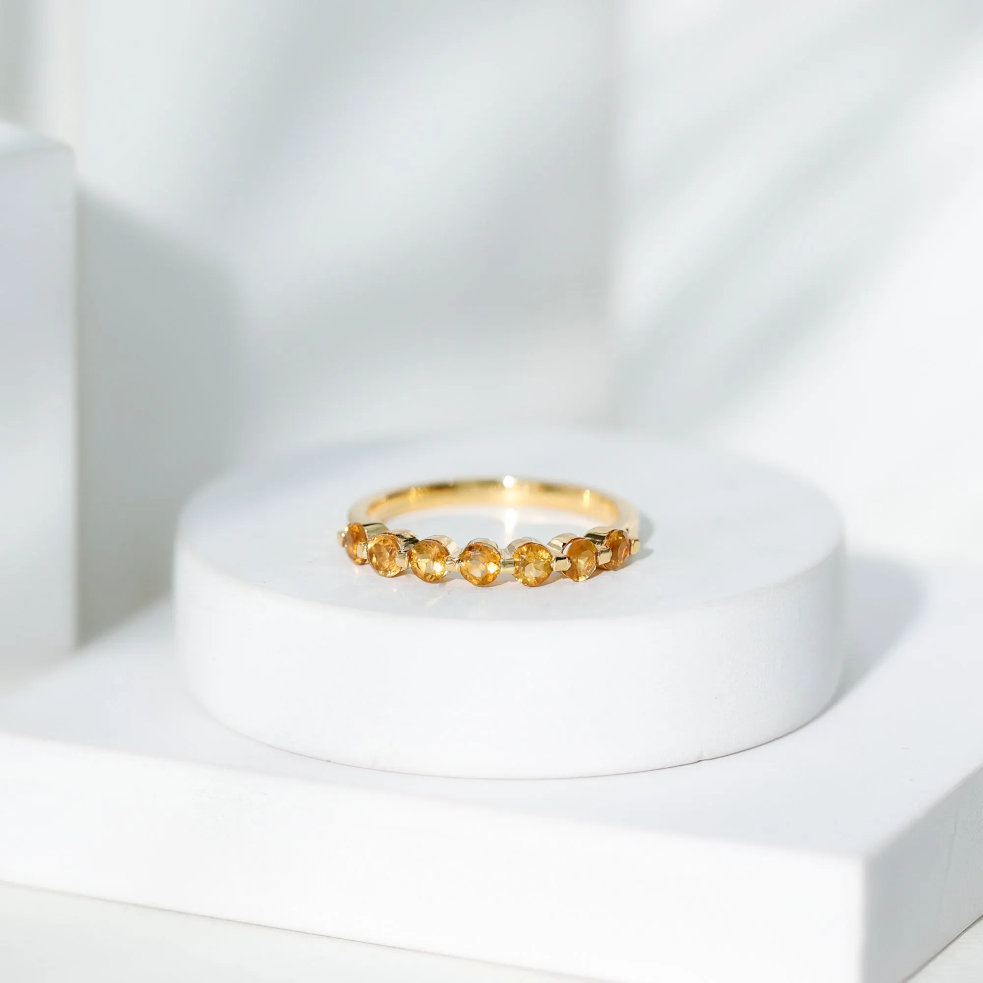 Citrine Seven Stone Half Eternity Band Ring