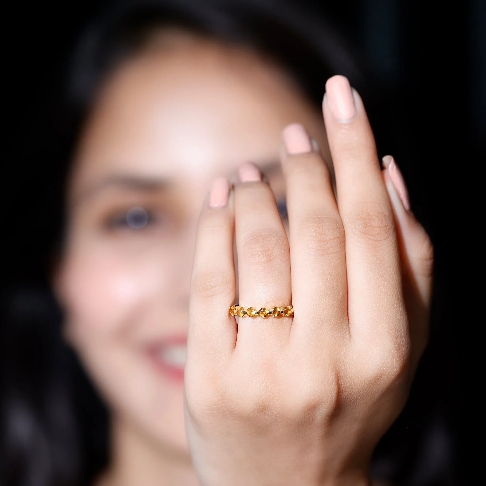 Citrine Seven Stone Half Eternity Band Ring