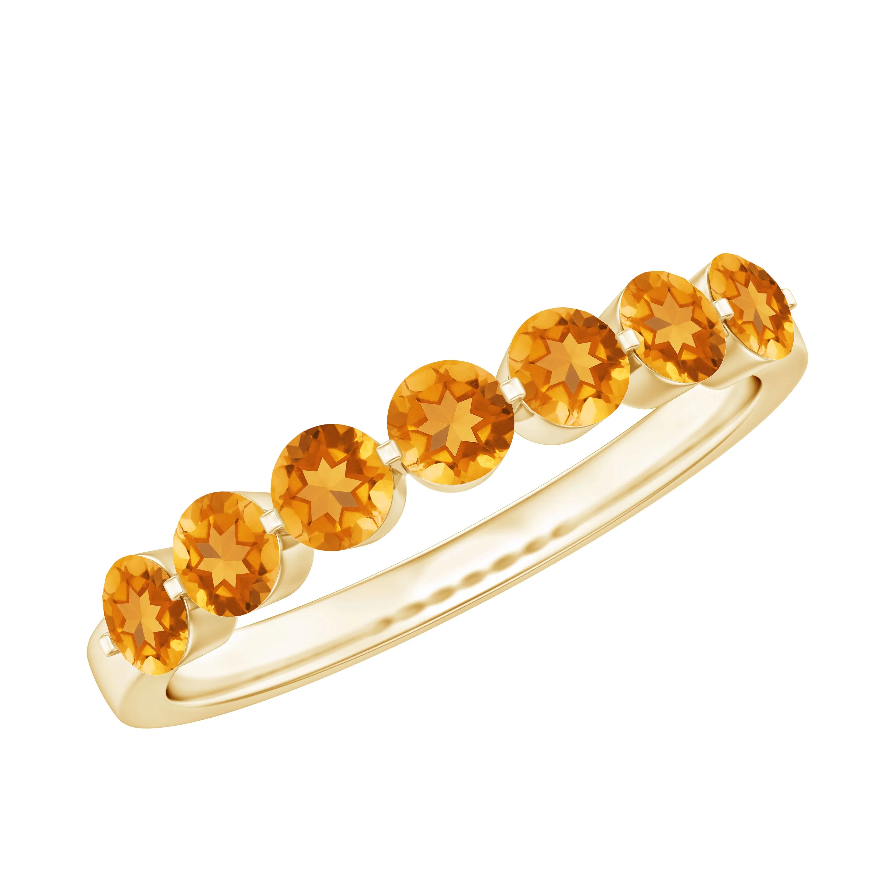 Citrine Seven Stone Half Eternity Band Ring