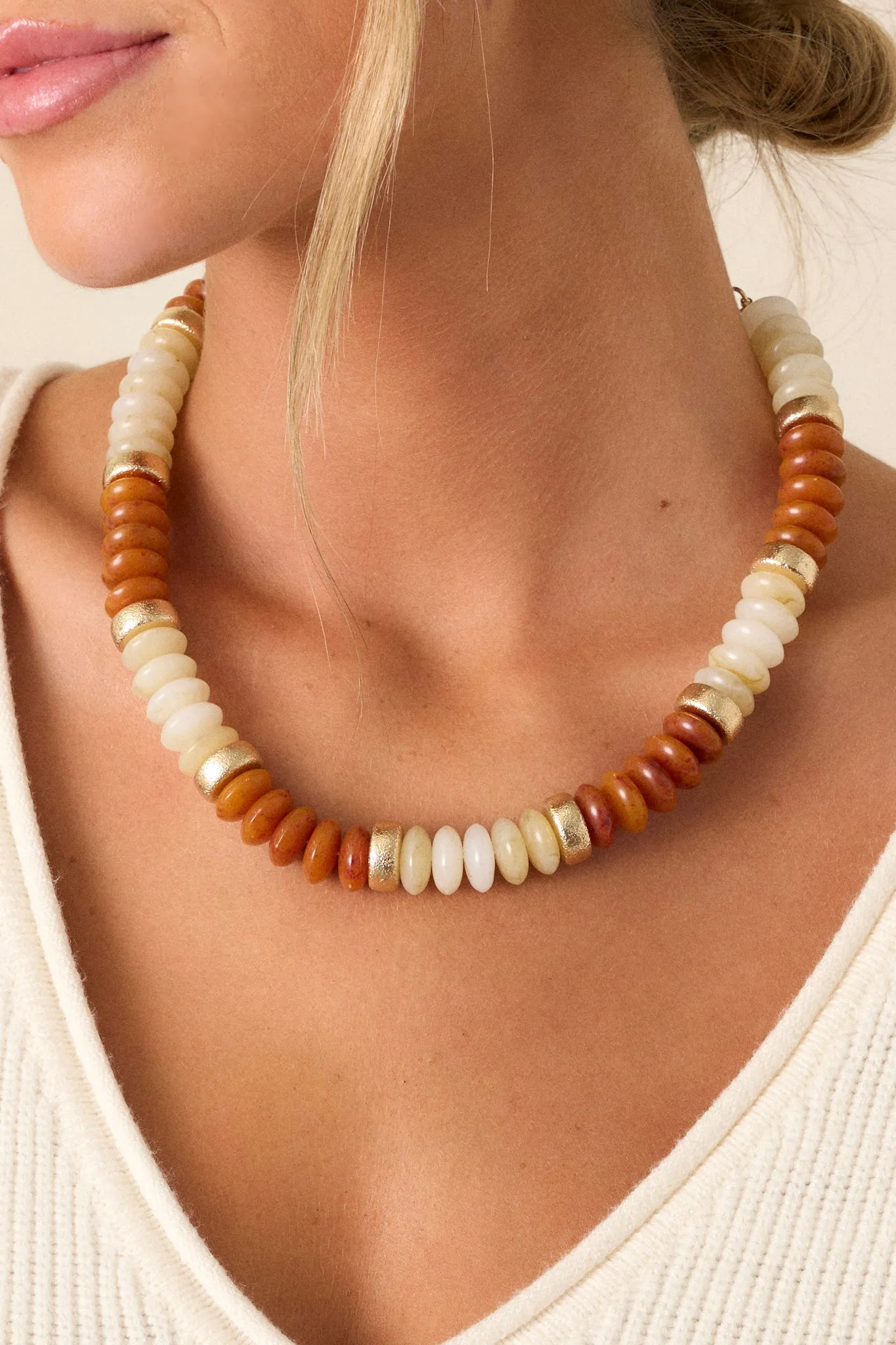 Clear As Day Brown & Gold Beaded Necklace