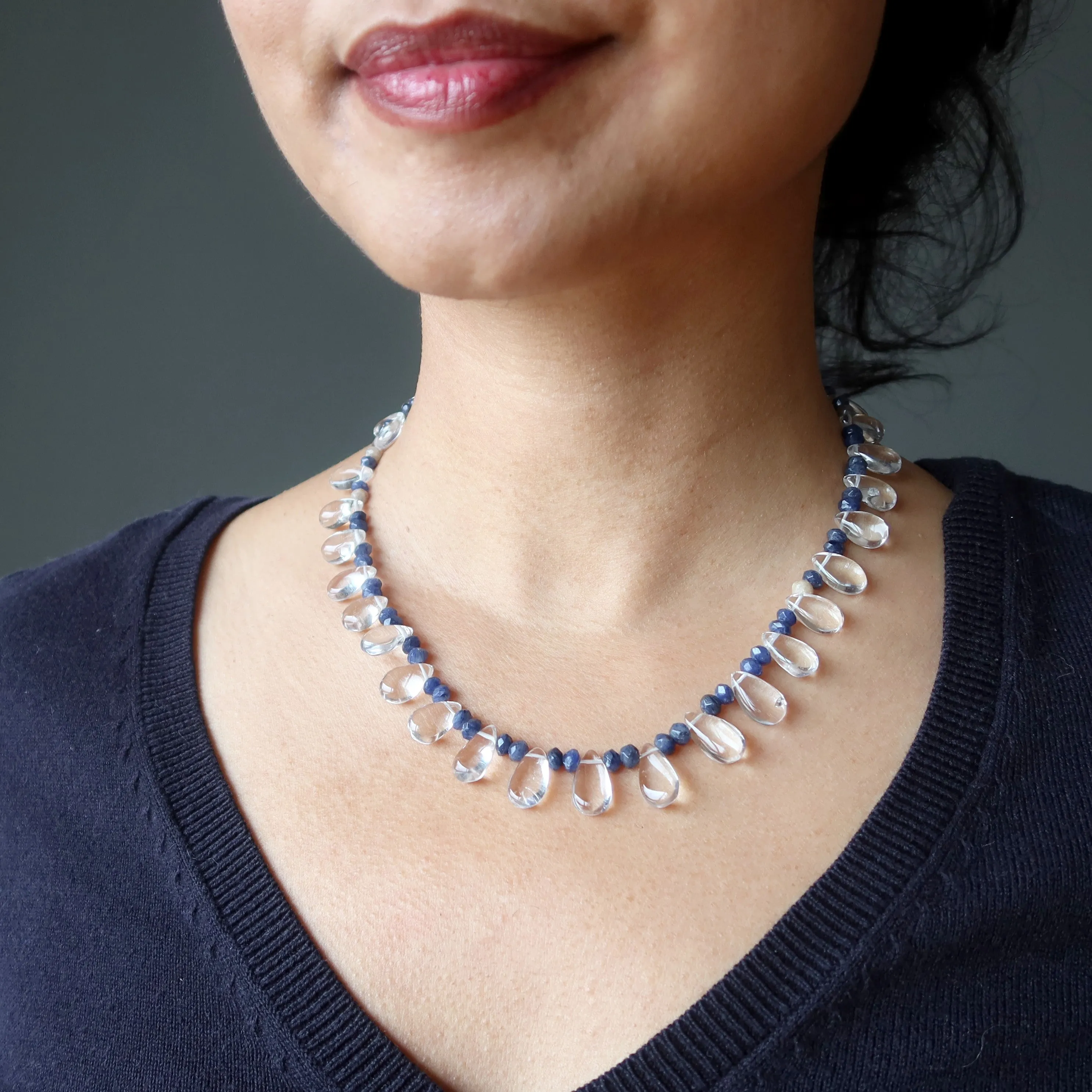 Clear Quartz Necklace Blue Aventurine Ruler of Innovation Gems