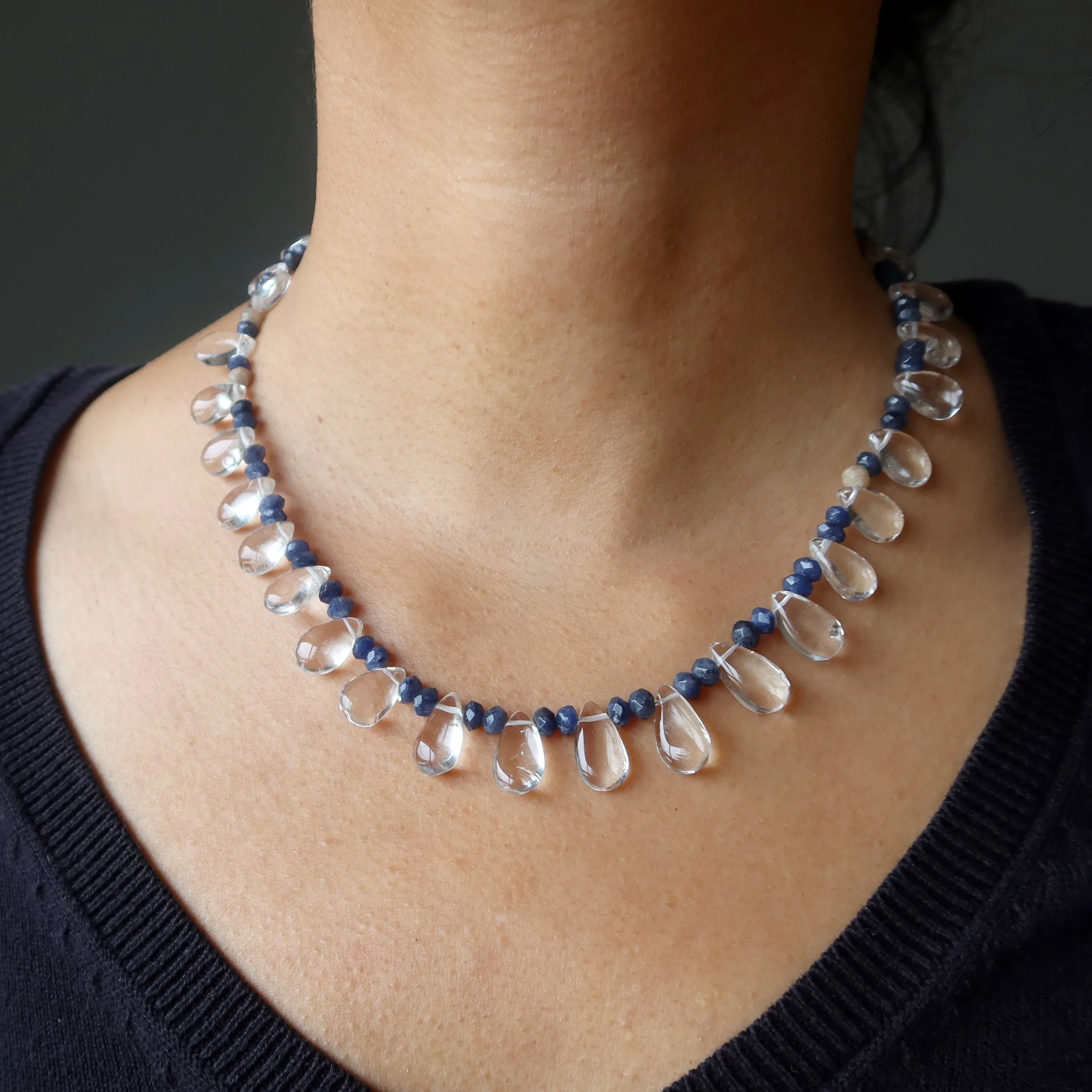 Clear Quartz Necklace Blue Aventurine Ruler of Innovation Gems