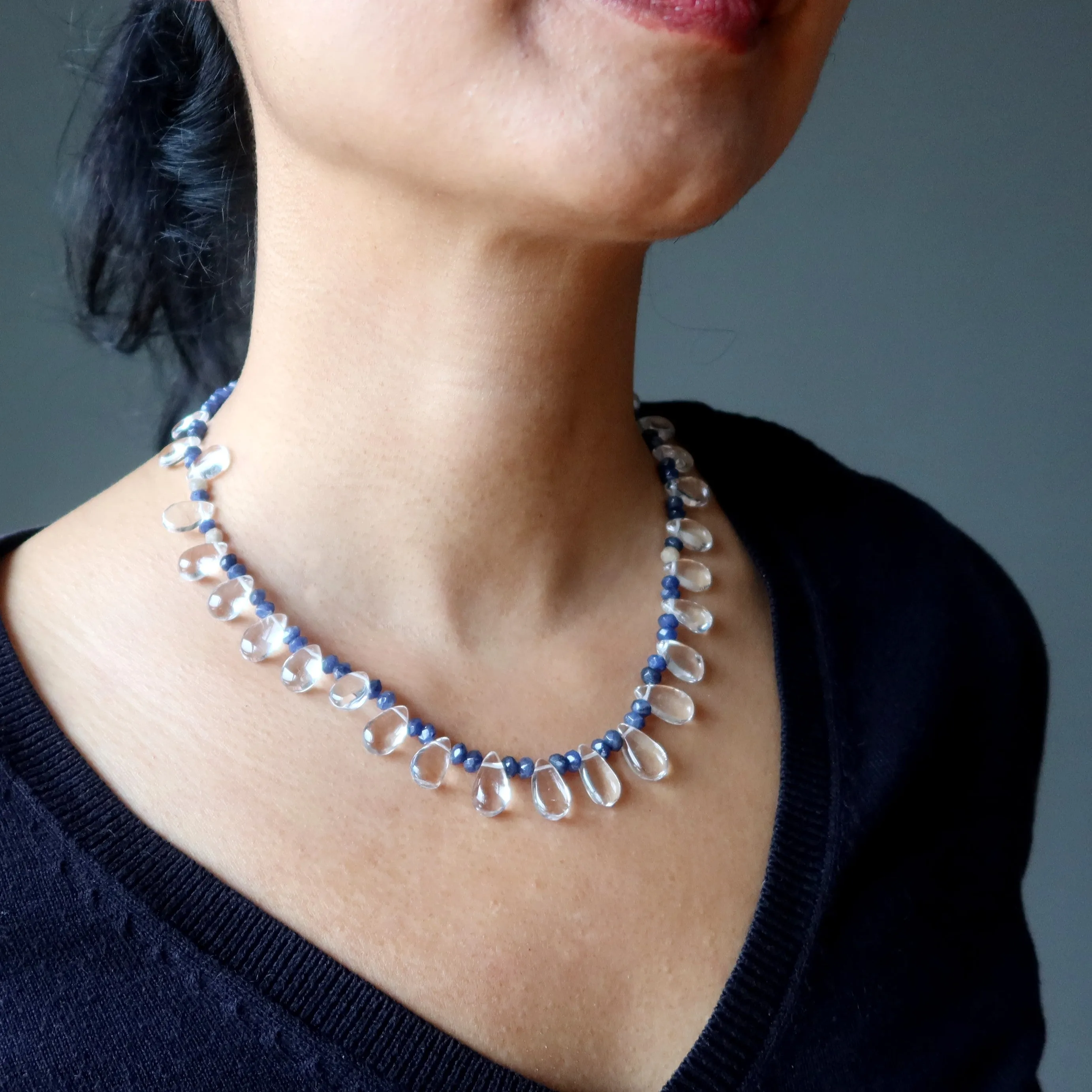 Clear Quartz Necklace Blue Aventurine Ruler of Innovation Gems