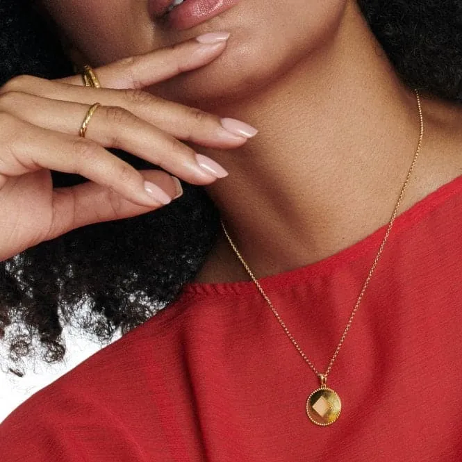 Coin Pendant Pink Quartz Necklace DP936
