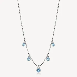 Colored Cubic Zirconia Drops Necklace in Stainless Steel