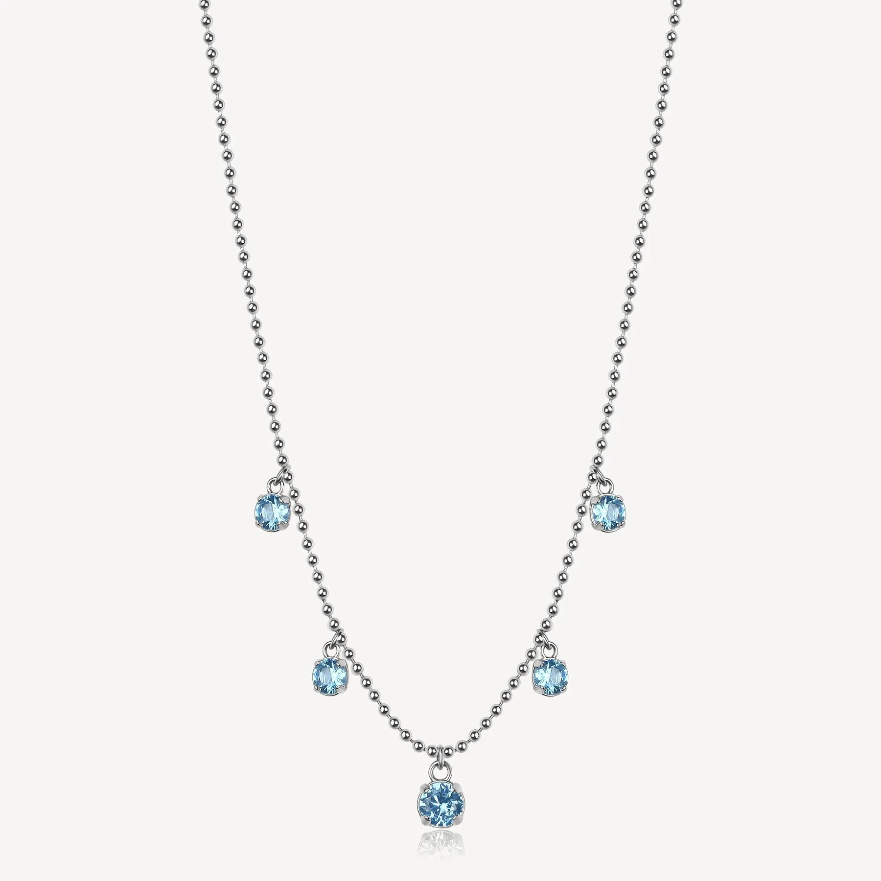 Colored Cubic Zirconia Drops Necklace in Stainless Steel