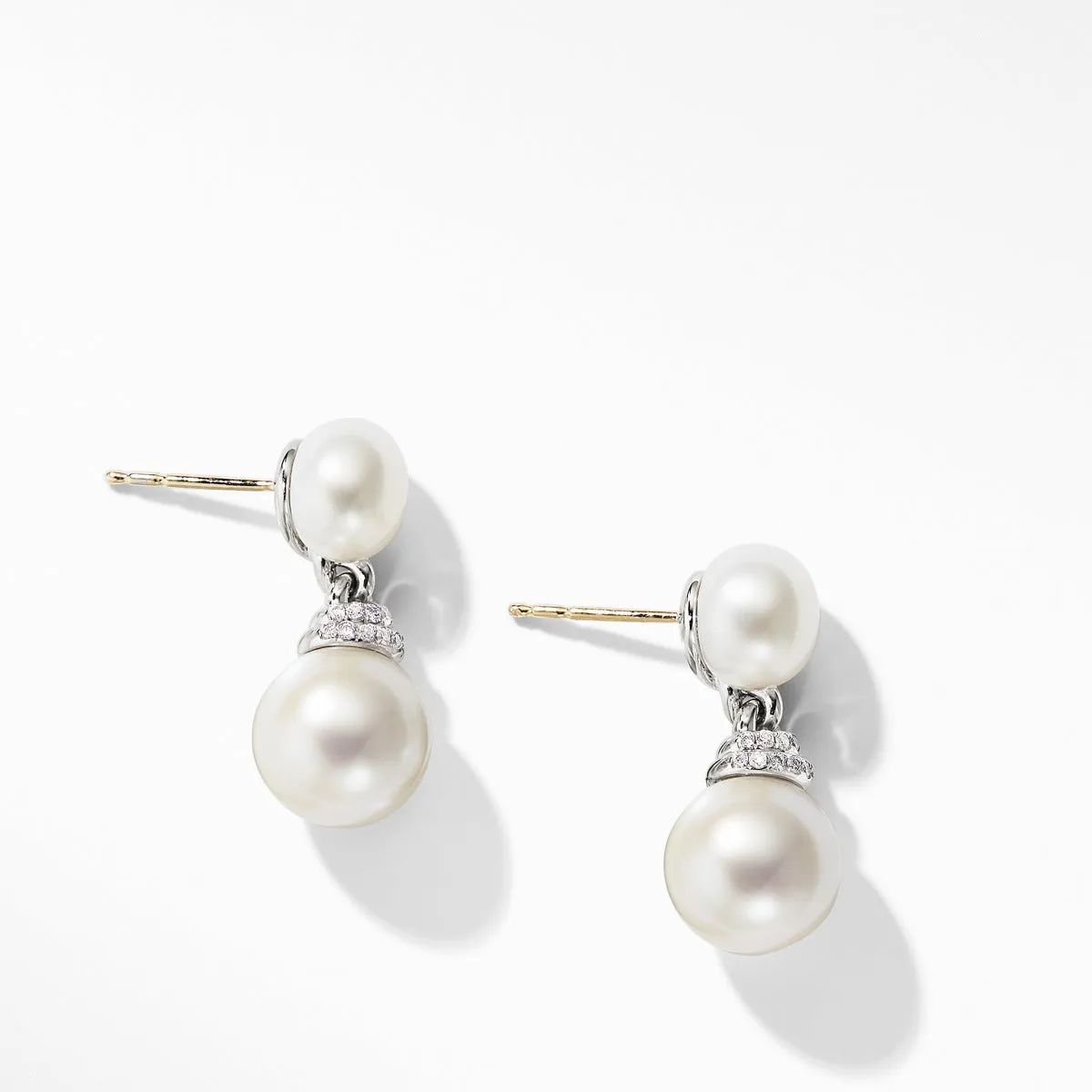 Continuance Pearl Drop Earrings with Diamonds