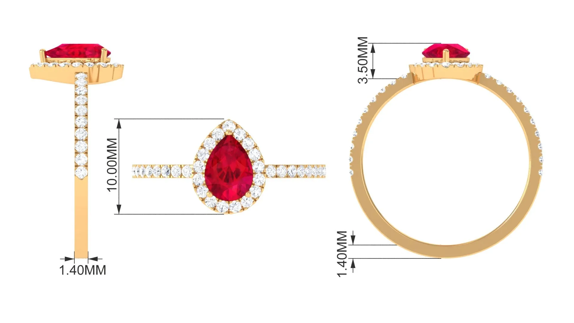 Created Ruby Halo Engagement Ring With Diamond Accent