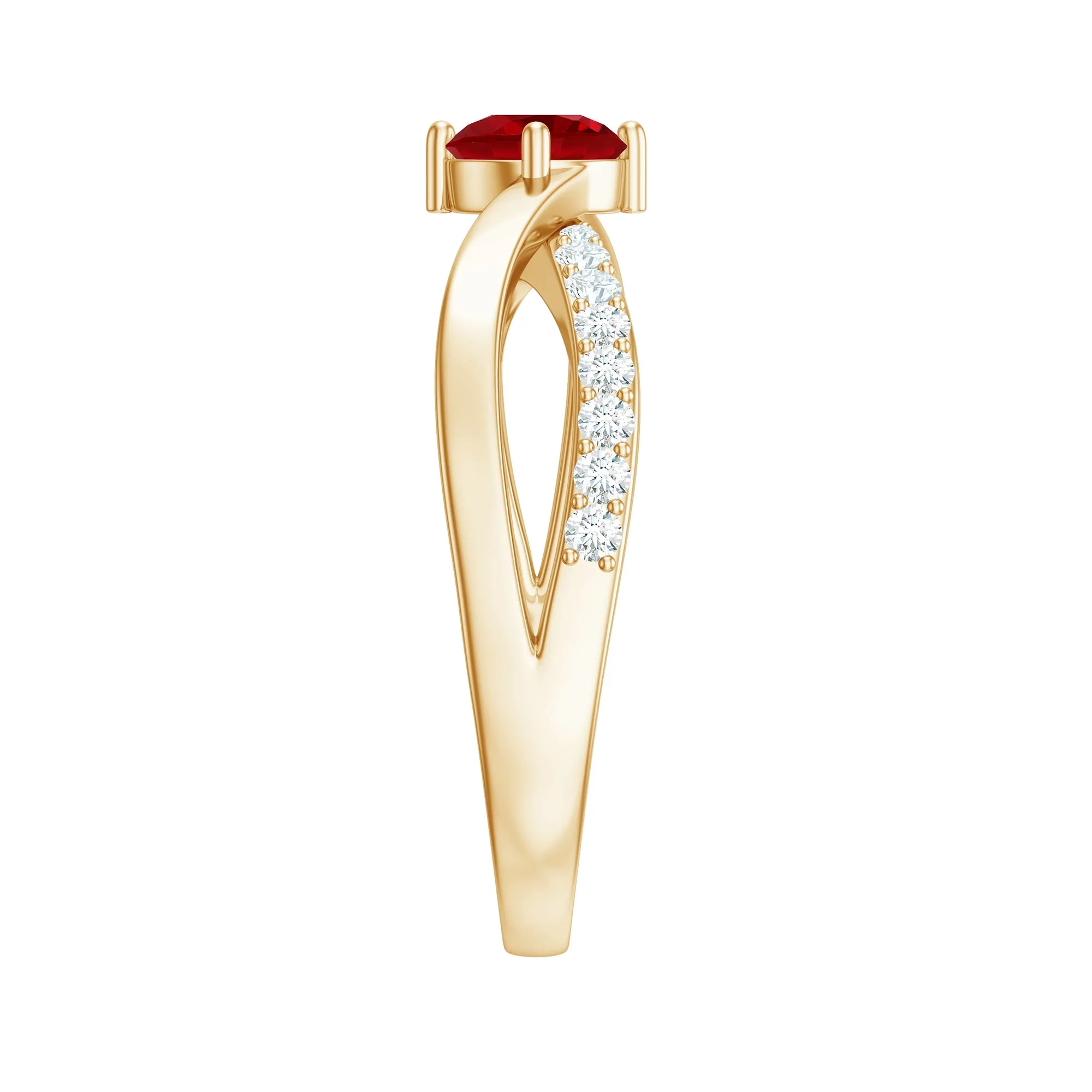 Created Ruby Solitaire Ring with Diamond Accent