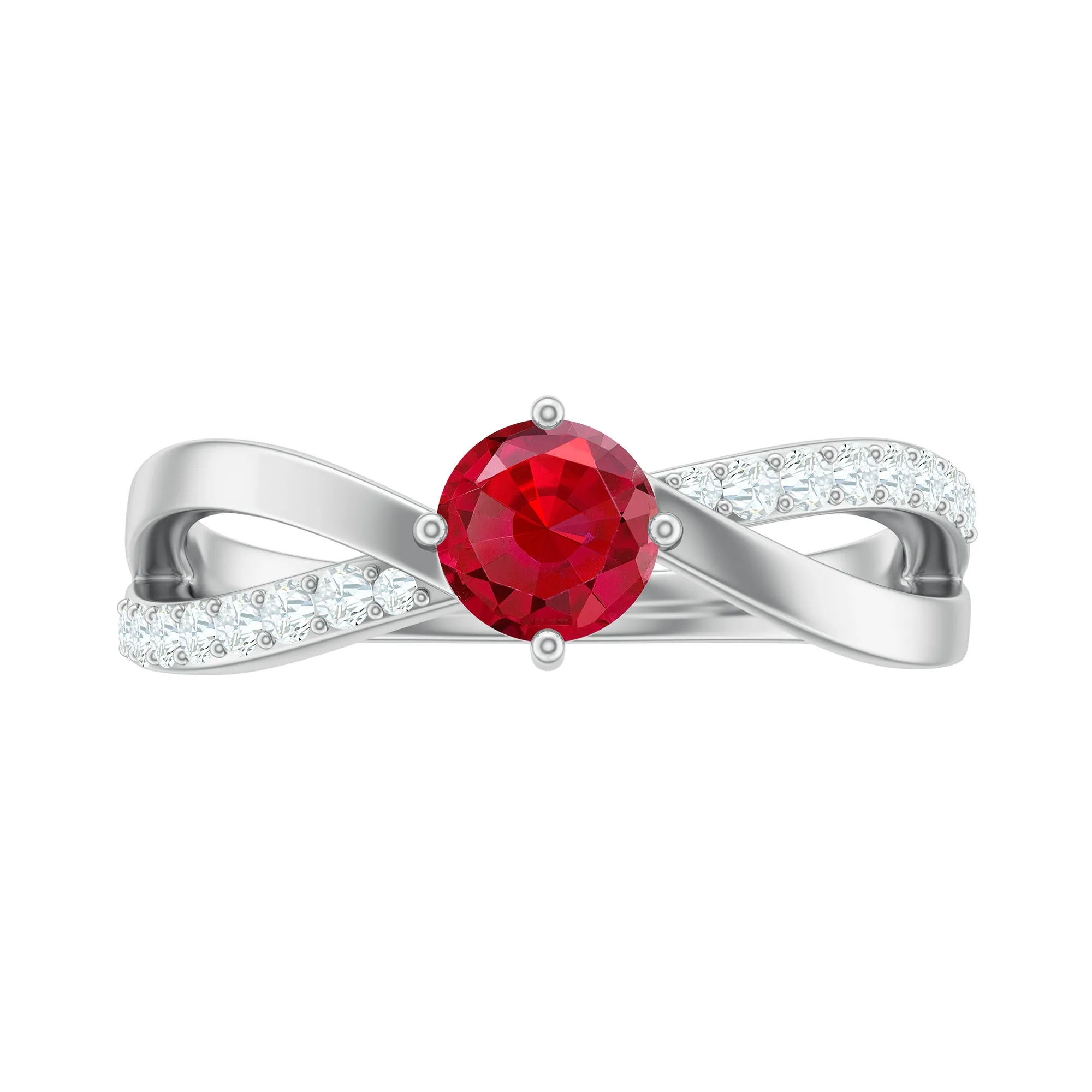 Created Ruby Solitaire Ring with Diamond Accent