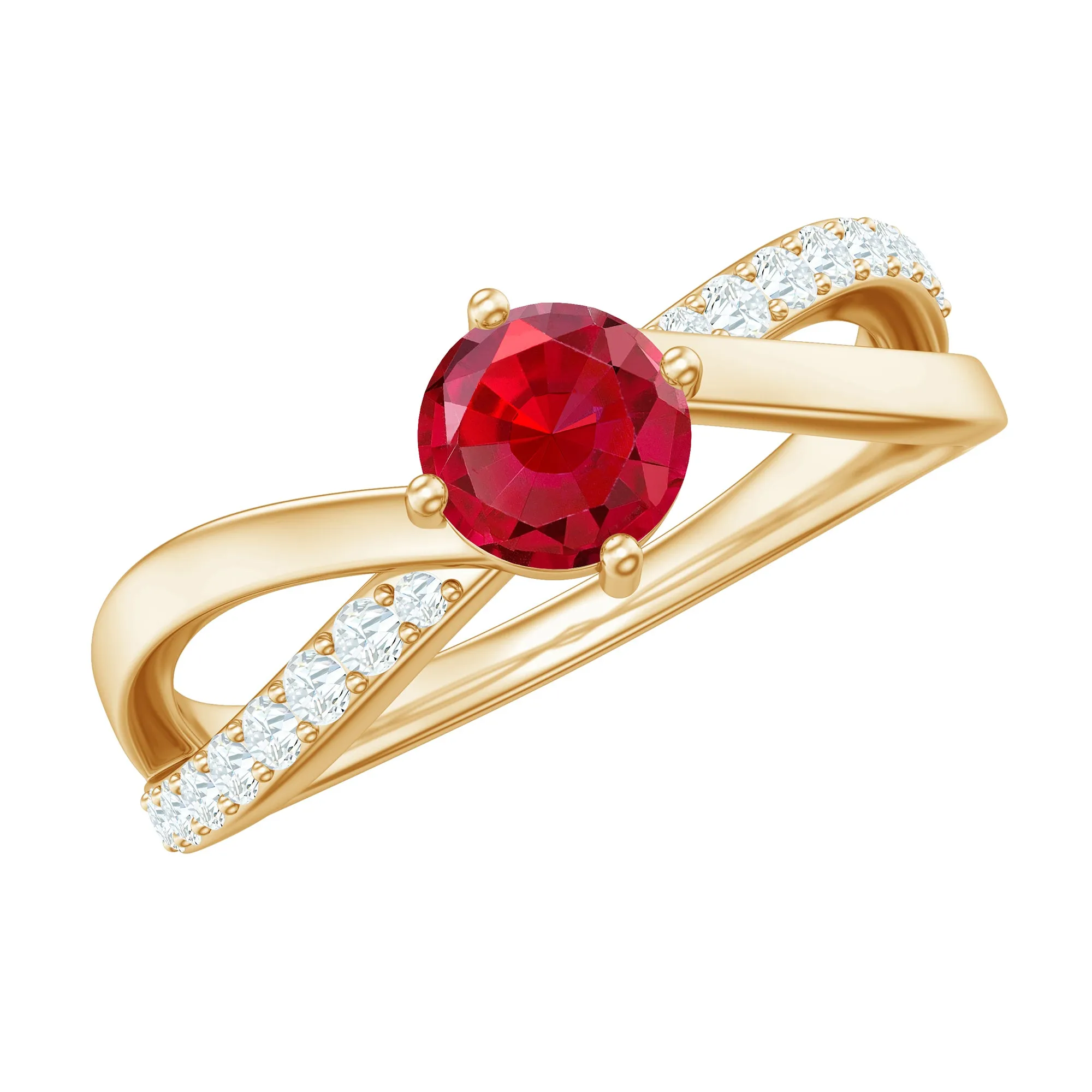 Created Ruby Solitaire Ring with Diamond Accent
