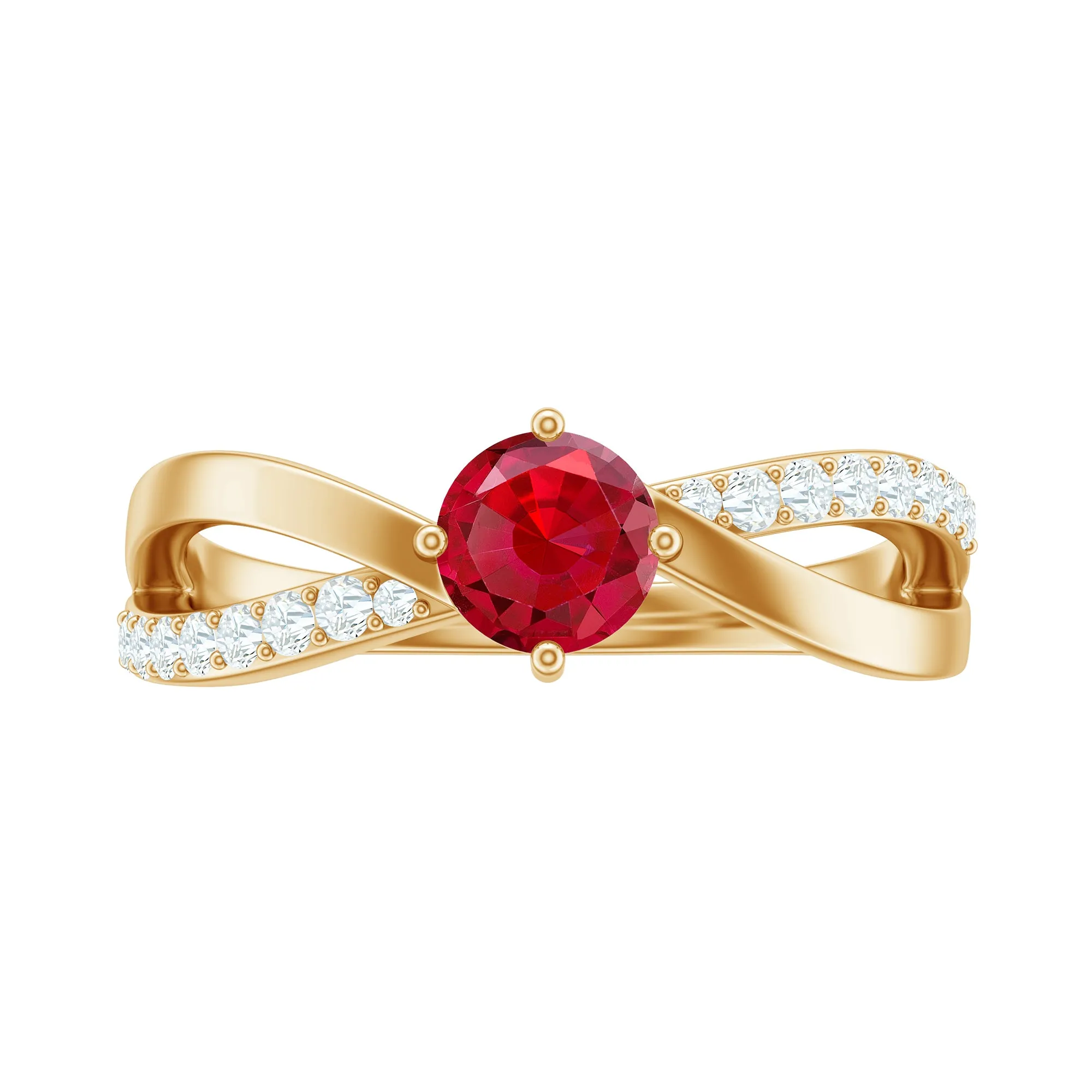 Created Ruby Solitaire Ring with Diamond Accent
