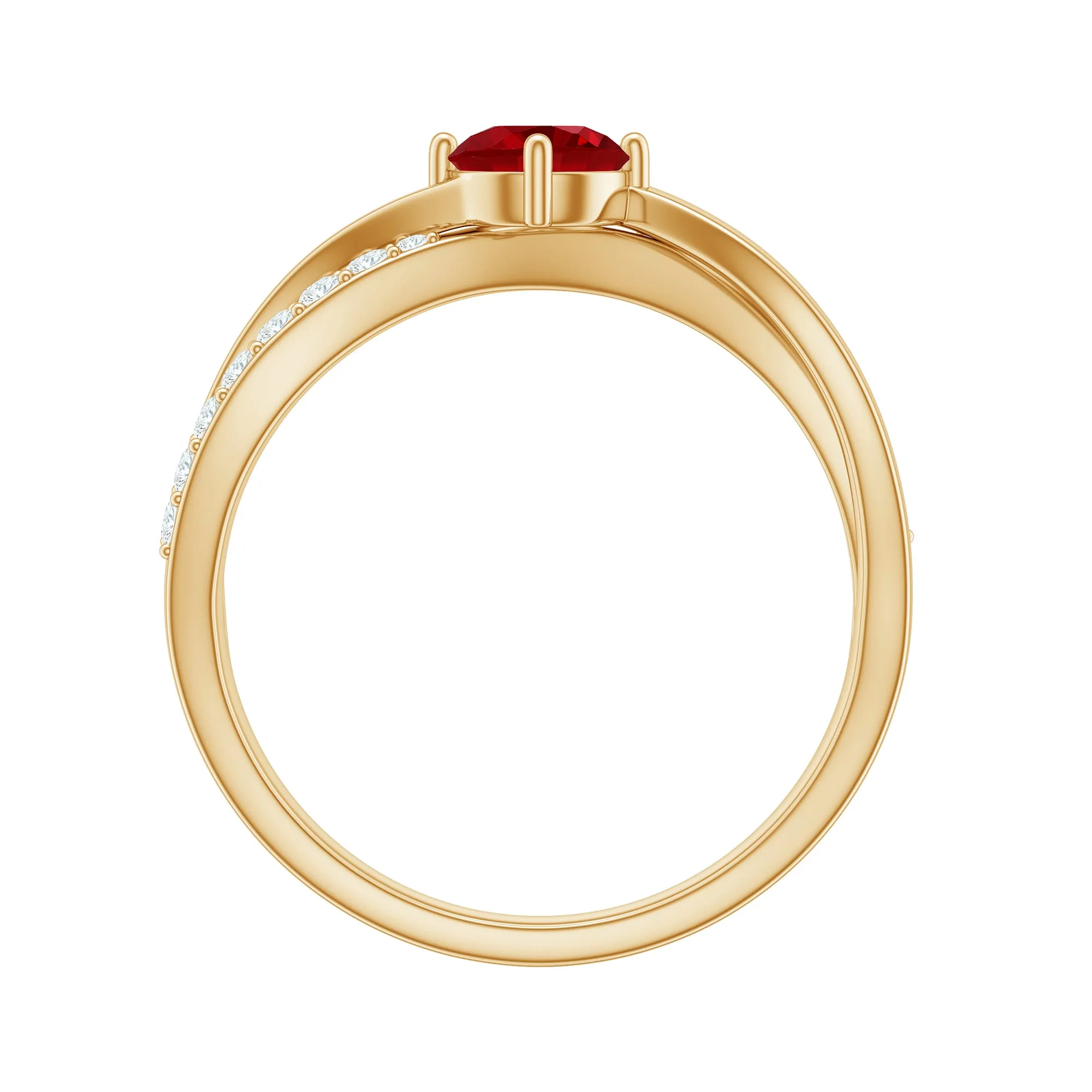Created Ruby Solitaire Ring with Diamond Accent