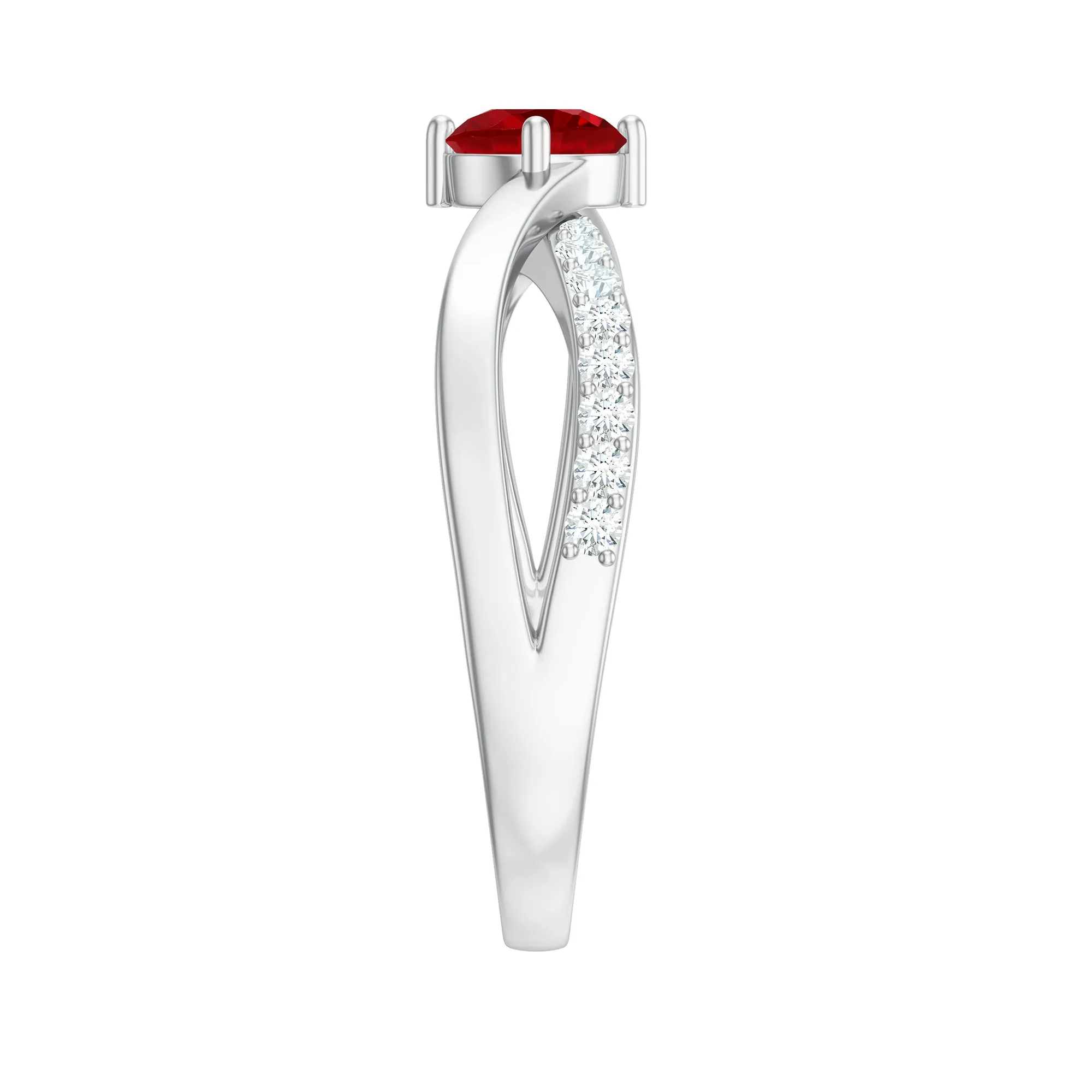 Created Ruby Solitaire Ring with Diamond Accent