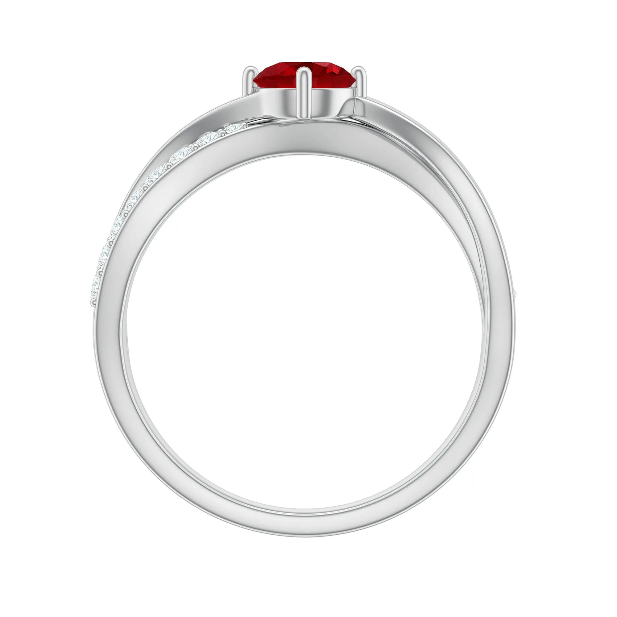 Created Ruby Solitaire Ring with Diamond Accent