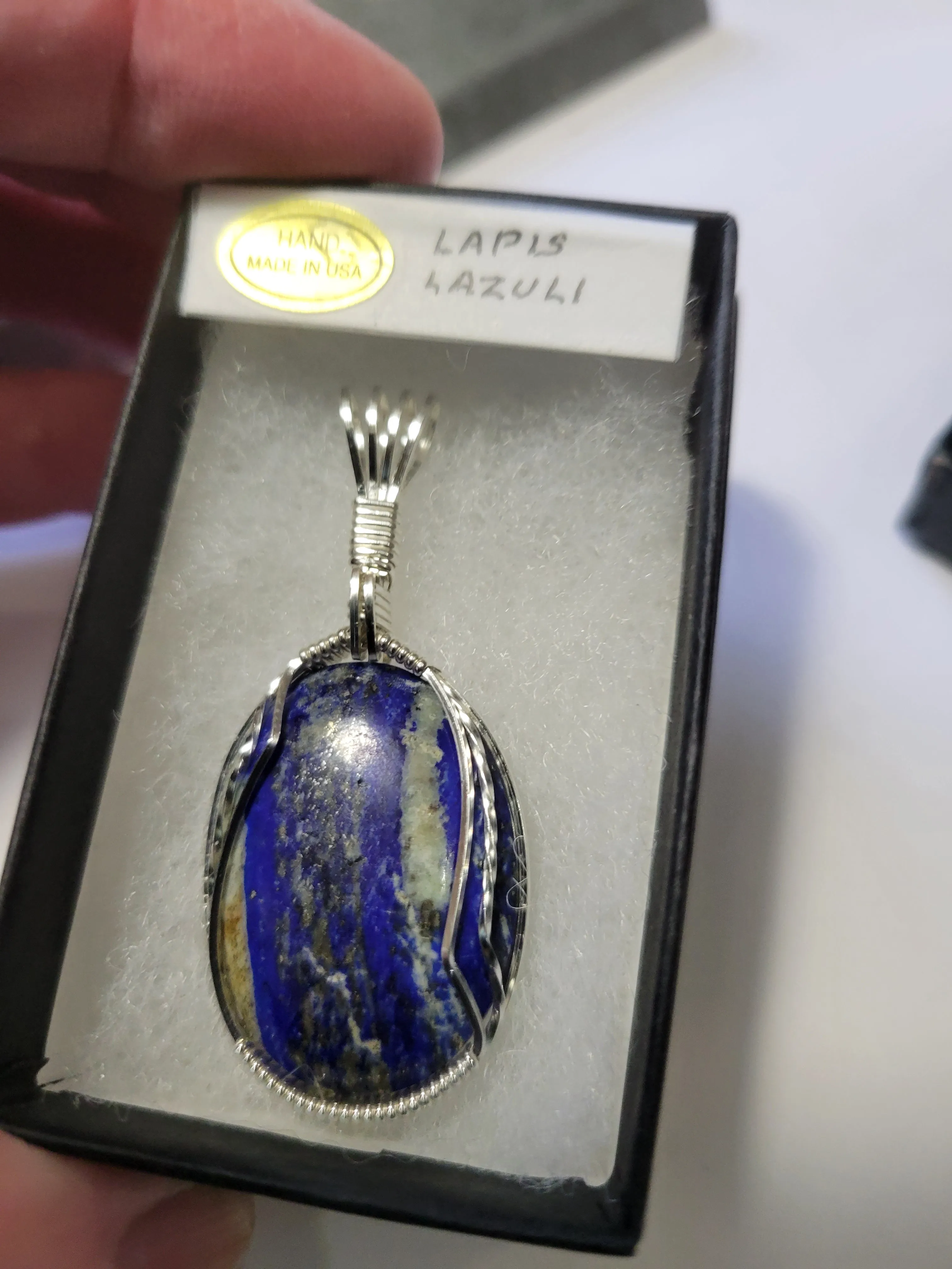 Custom Wire Wrapped Lapis Lazuli Necklace/Pendant Sterling Silver