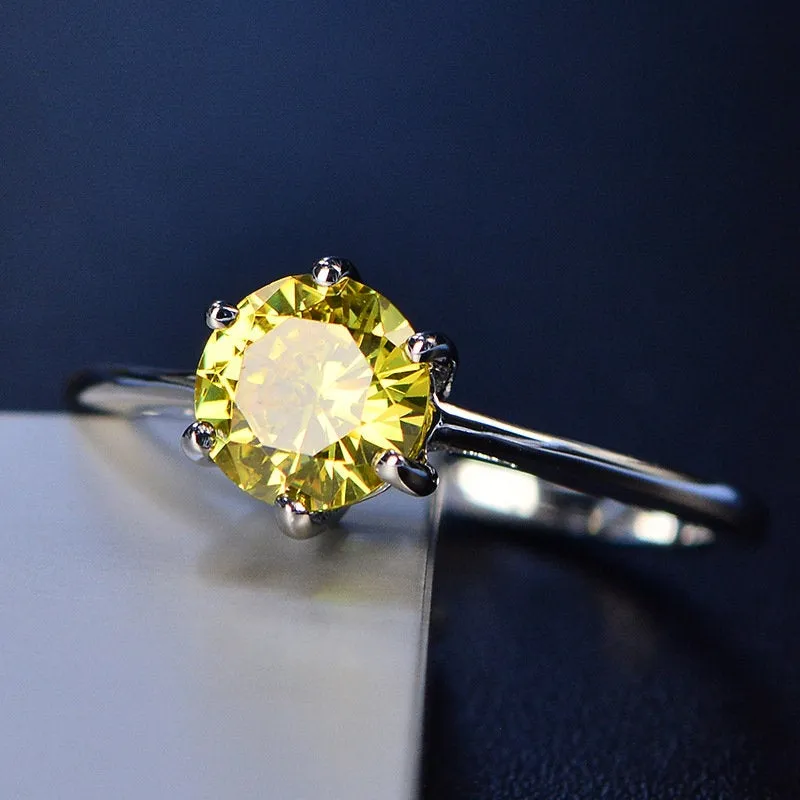 Dainty Citrine Ring for Women, Yellow Stone Silver Ring, Citrine Jewelry, November Birthstone, Crystal Gemstone Stacking Minimalist Gift