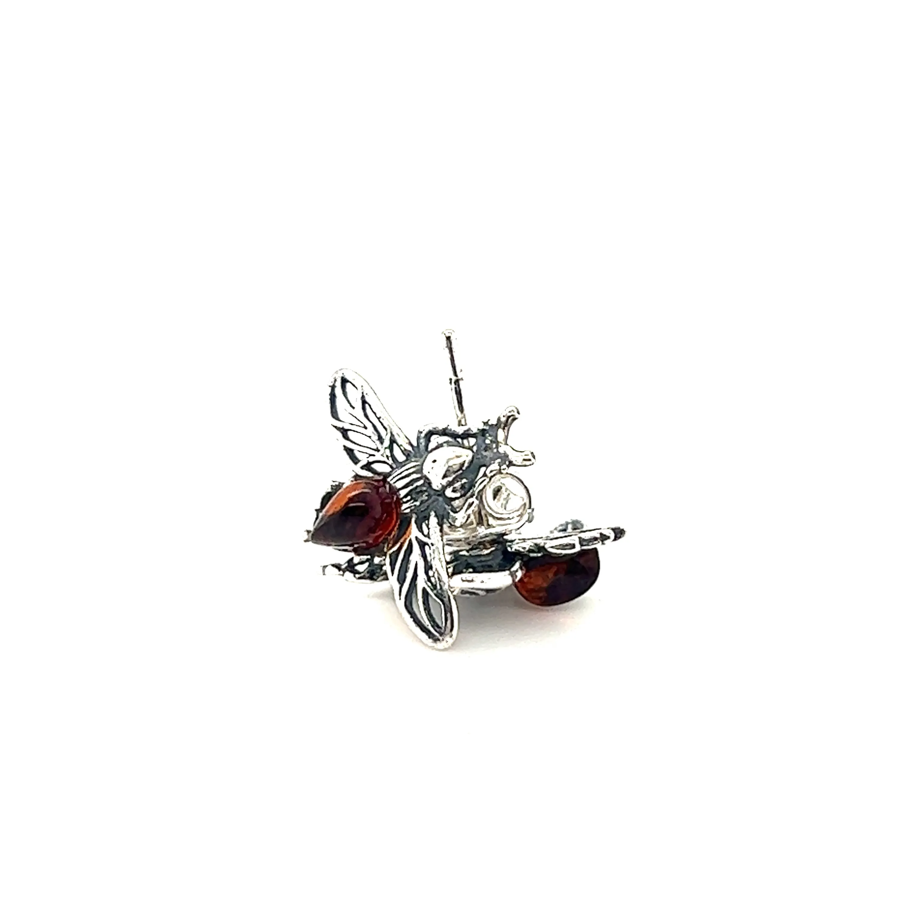 Detailed Baltic Amber Bee Studs