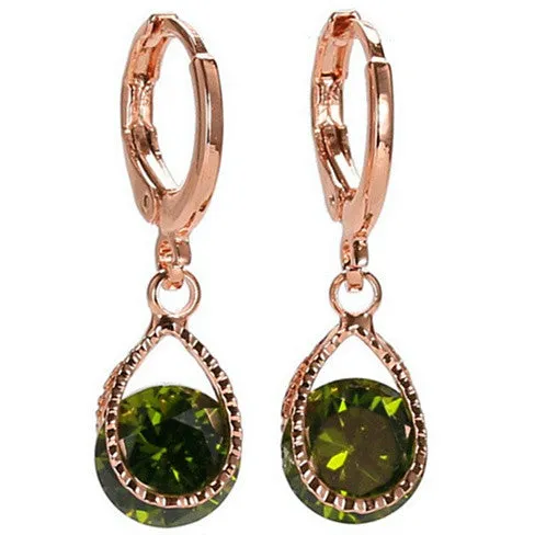 Diamond Drops Colorful Hoop Earrings In Rose Gold And Silver polish