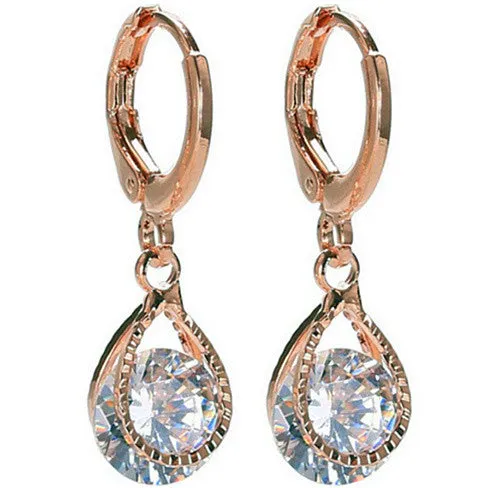 Diamond Drops Colorful Hoop Earrings In Rose Gold And Silver polish